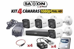 KIT SAXX REAL KIT 4 CAMARAS SAXXON BY DAHUA 1080P FULL HD (METALICAS)