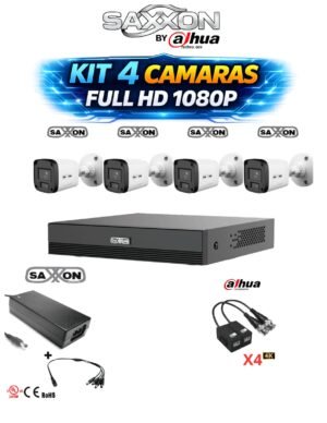 KIT 4 CAMARAS SAXXON BY DAHUA 1080P FULL HD (POLICARBONATO)