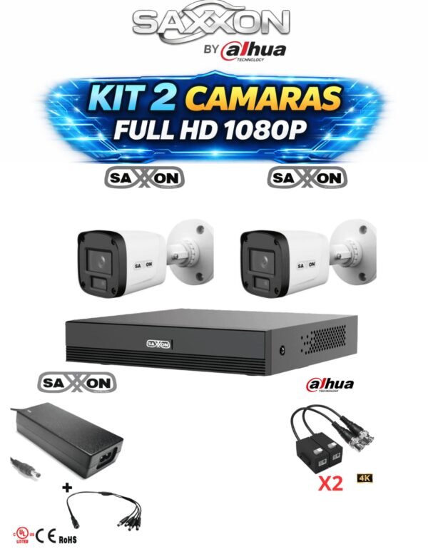 KIT 2 CAMARAS SAXXON BY DAHUA 1080P FULL HD (POLICARBONATO)