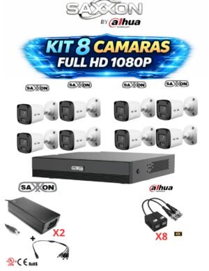 KIT 8 CAMARAS SAXXON BY DAHUA 1080P FULL HD (POLICARBONATO)
