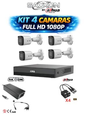 KIT 4 CAMARAS SAXXON BY DAHUA 1080P FULL HD (METALICAS)