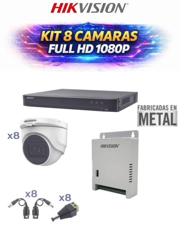 KIT 8 CAMARAS HIKVISION 1080P (METALICAS)