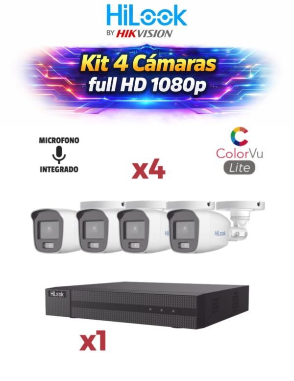 KIT 4 CAMARAS HILOOK BY HIKVISION 1080P (POLICARBONATO)