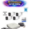 KIT 4 CAMARAS HILOOK BY HIKVISION 1080P (POLICARBONATO)