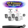 KIT 4 CAMARAS EPCOM BY HIKVISION 1080P (POLICARBONATO)