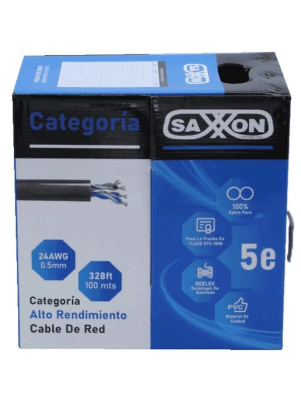BOBINA SAXXON UTP 100 MTS COBRE CAT5E